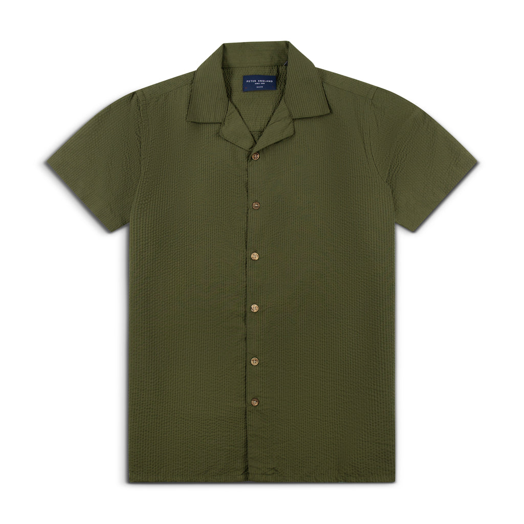 Seersucker Cuban Half Shirt CHS-08