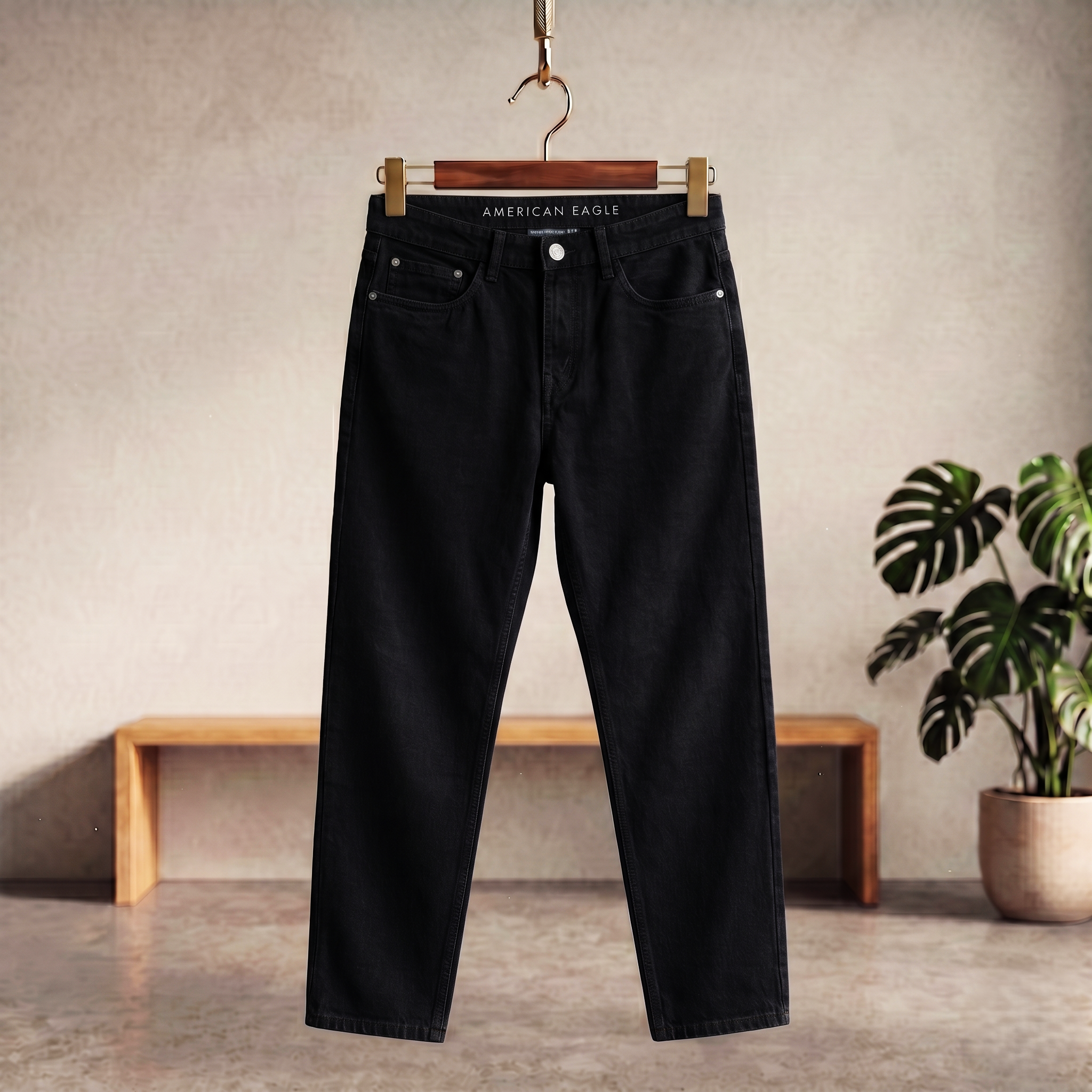 American Eagle dark denim jeans, button fly, front pockets