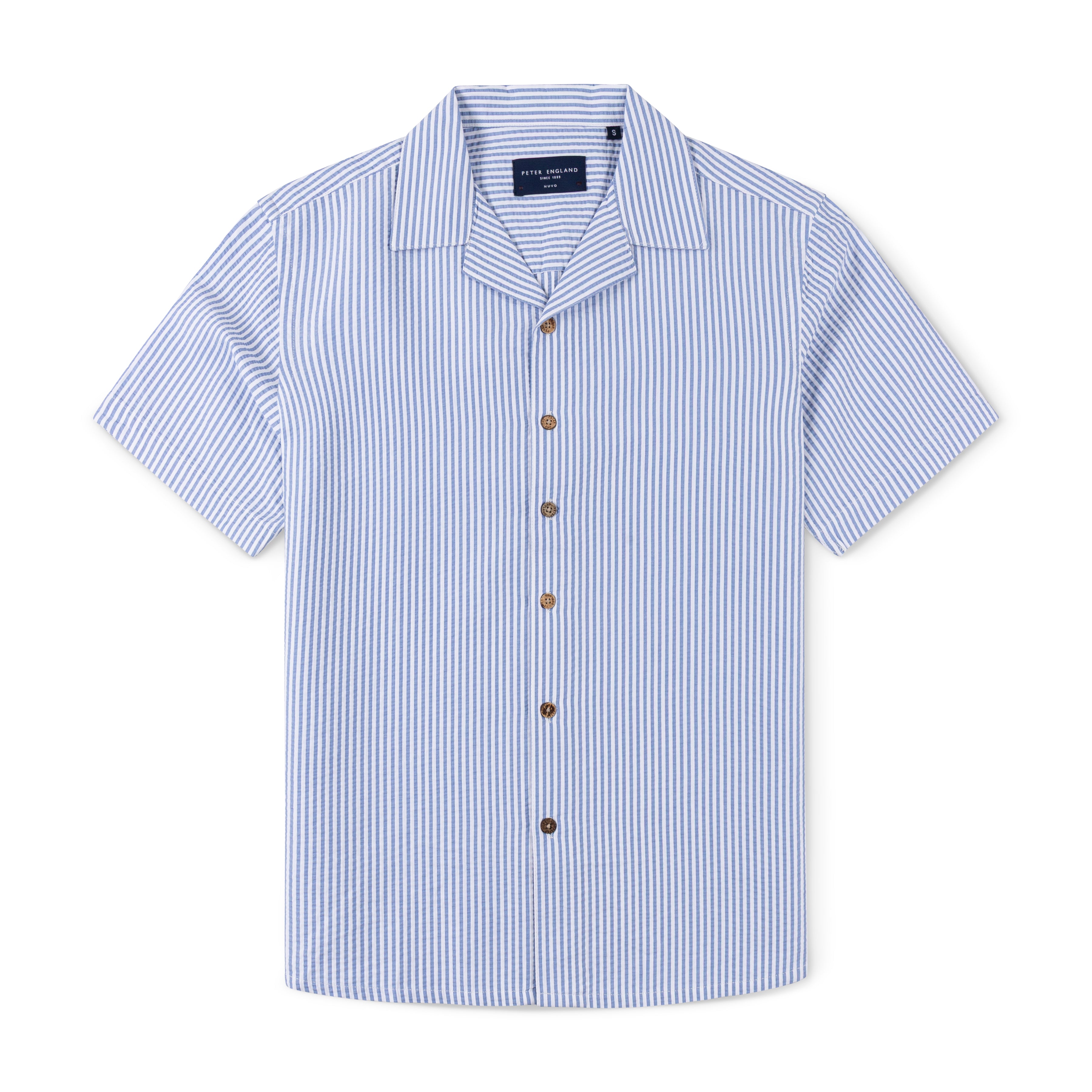 Seersucker Cuban Half Shirt CHS-16