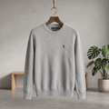 Textured Birdseye Crewneck Pullover Knit Sweater Ash Heather CPKS-07