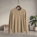 Textured Birdseye Crewneck Pullover Knit Sweater Desert Sand CPKS-04