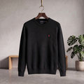 Textured Birdseye Crewneck Pullover Knit Sweater Obsidian Black CPKS-05