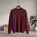 Textured Birdseye Crewneck Pullover Knit Sweater Vintage Maroon CPKS-06